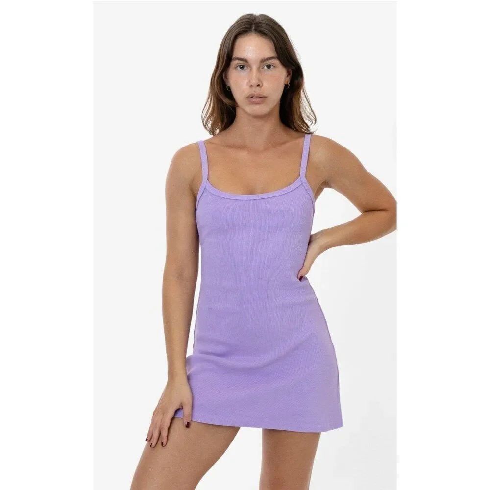 Nbd Solid Lavender Purple HEAVY RIB SPAGHETTI Tank Knit MINI DRESS Xl